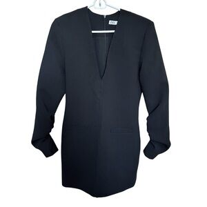 Zara Dress Women's Small Mini with Shoulder Pads‎ V Neck Long Sleeve Black